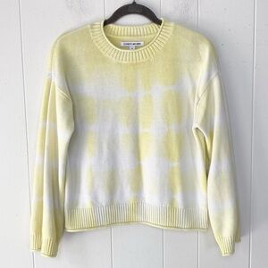Elizabeth & James Butter Yellow White Cotton Tie Dye Sweater Women's Size M